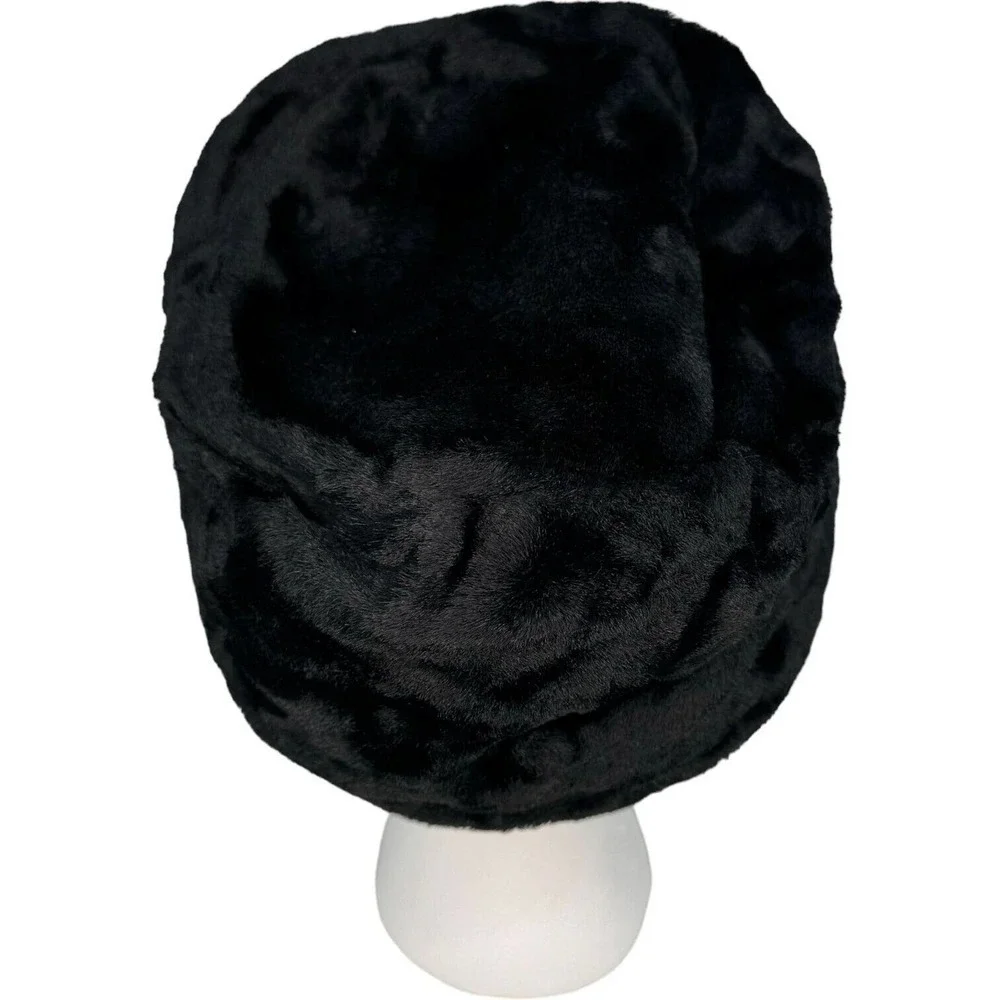 🍀 Vintage Black Faux Fur Winter Hat 22 Inch Circumference